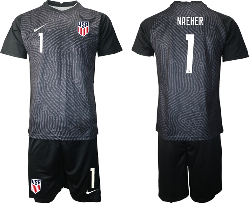 Men 2020-2021 Season National team United States goalkeeper black #1 Soccer Jersey->united states jersey->Soccer Country Jersey